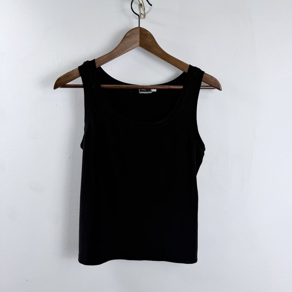 Sympli Black Jersey Knit Tank Top Side Slits Women's Size 8